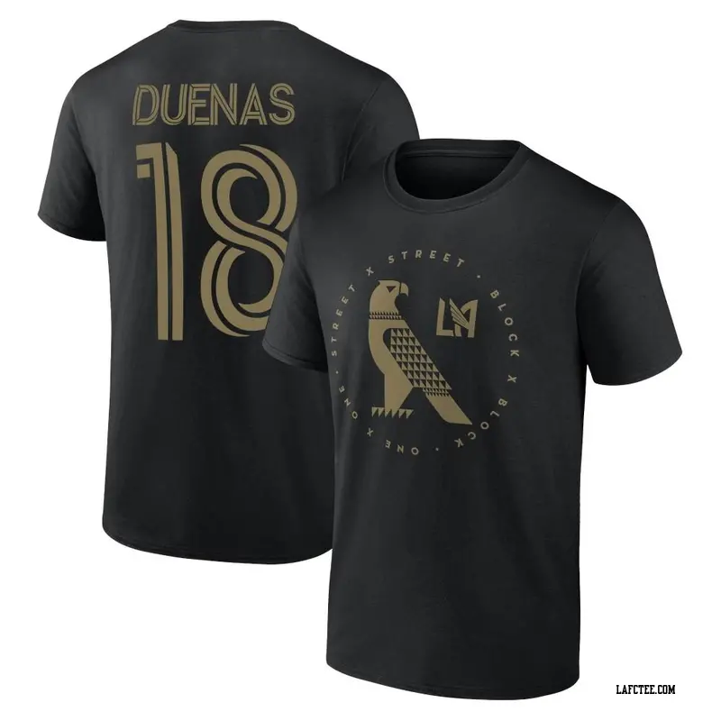 Men's LAFC ＃18 Erik Dueñas Black Name & Number Chant T-Shirt