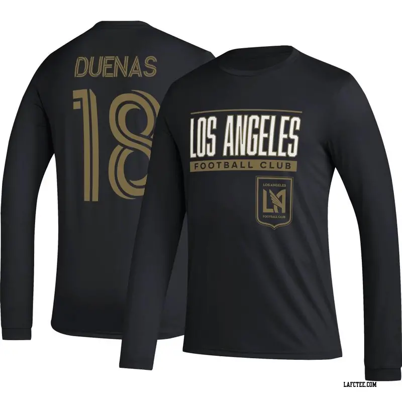 Men's LAFC ＃18 Erik Dueñas Black Name & Number Club City Long Sleeve T-Shirt