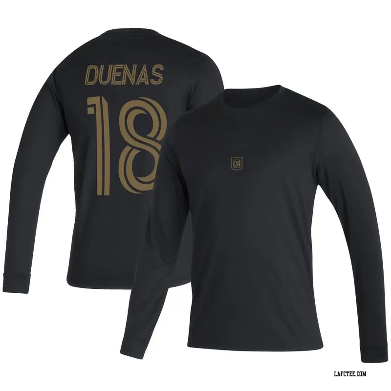 Men's LAFC ＃18 Erik Dueñas Black Name & Number Club Long Sleeve T-Shirt