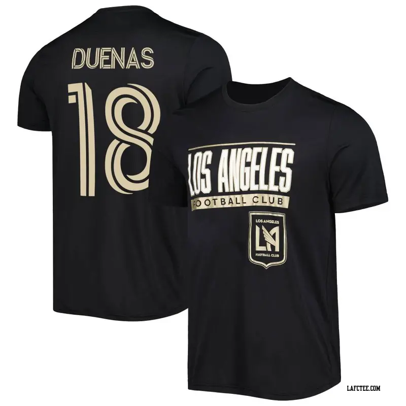 Men's LAFC ＃18 Erik Dueñas Black Name & Number Club Performance T-Shirt