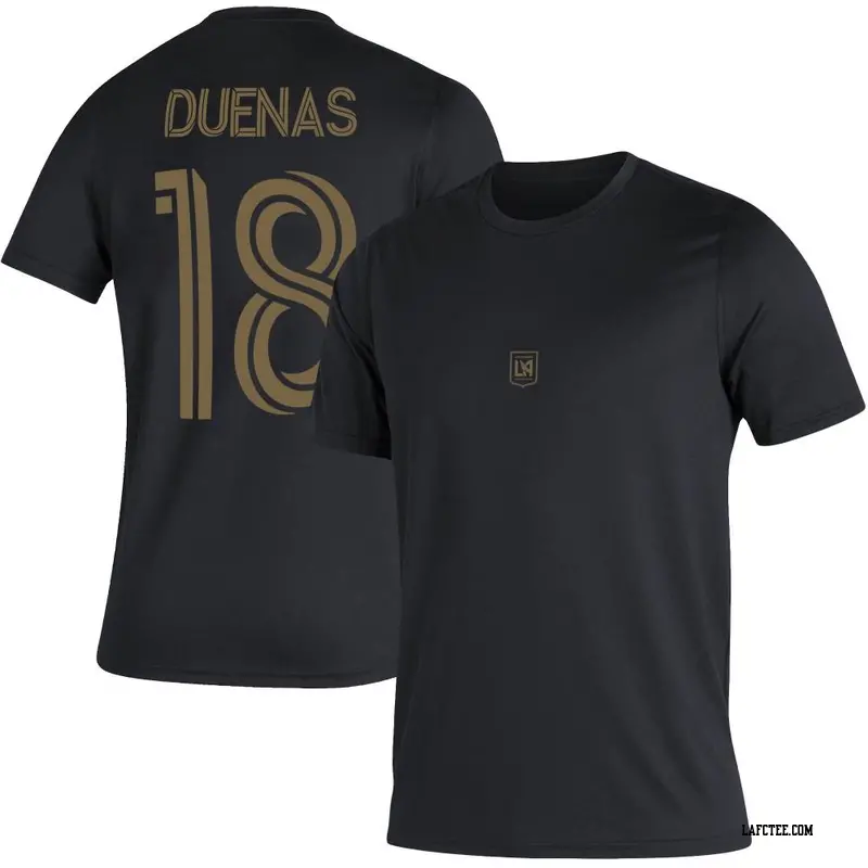 Men's LAFC ＃18 Erik Dueñas Black Name & Number Club T-Shirt