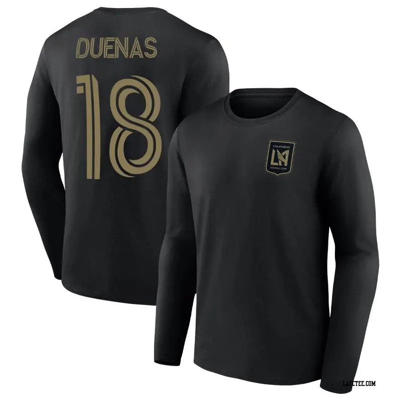 Men's LAFC ＃18 Erik Dueñas Black Name & Number Constant Success Long Sleeve T-Shirt