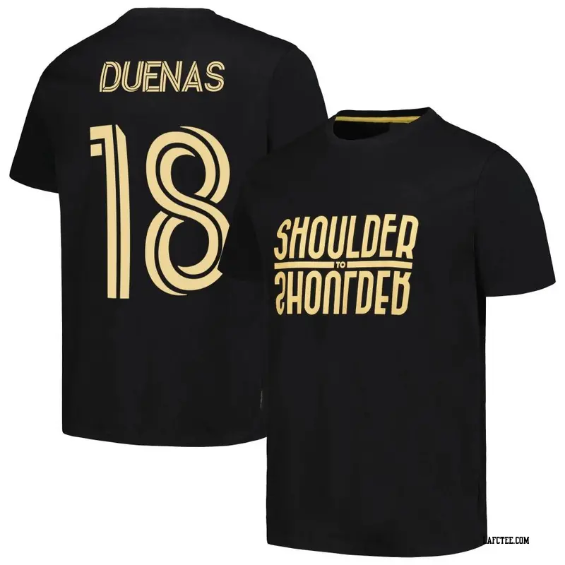 Men's LAFC ＃18 Erik Dueñas Black Name & Number Culture Heavy T-Shirt