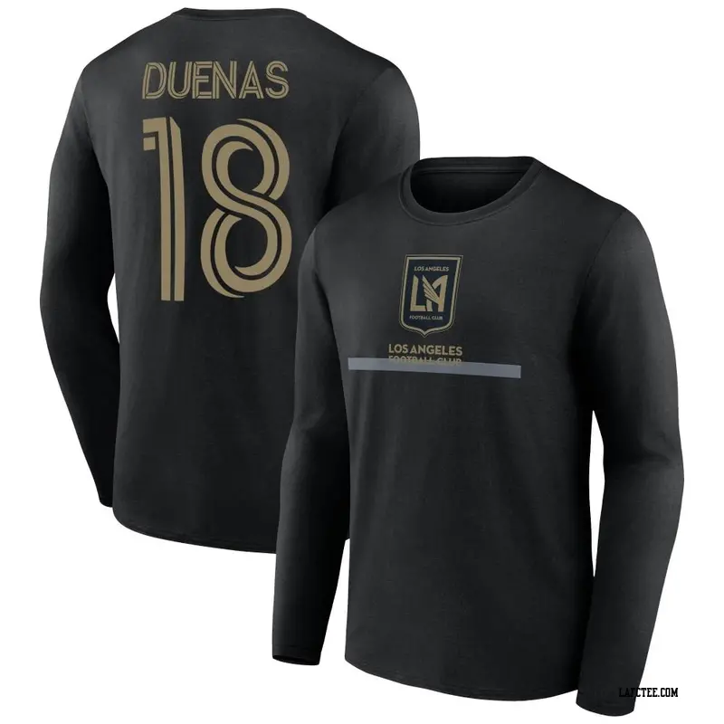 Men's LAFC ＃18 Erik Dueñas Black Name & Number Exploit Long Sleeve T-Shirt