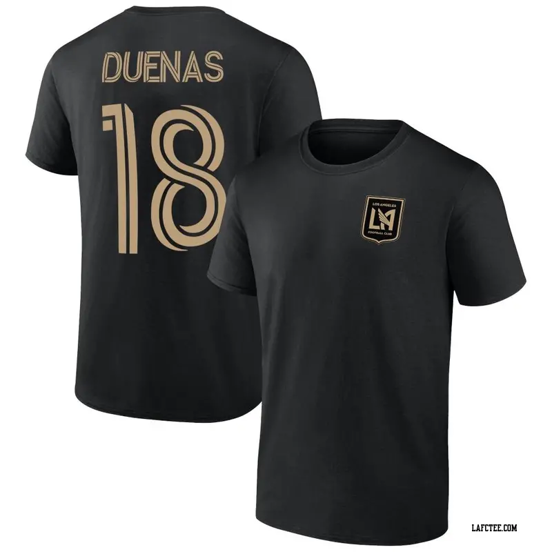 Men's LAFC ＃18 Erik Dueñas Black Name & Number Hometown Collection T-Shirt