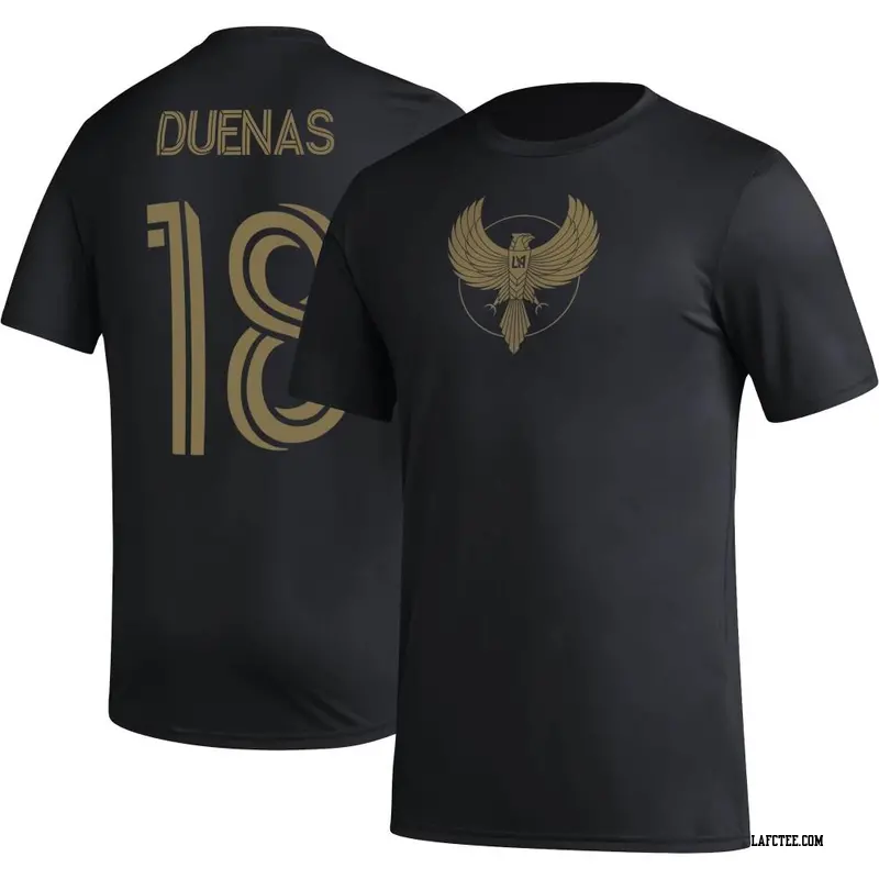 Men's LAFC ＃18 Erik Dueñas Black Name & Number Icon T-Shirt