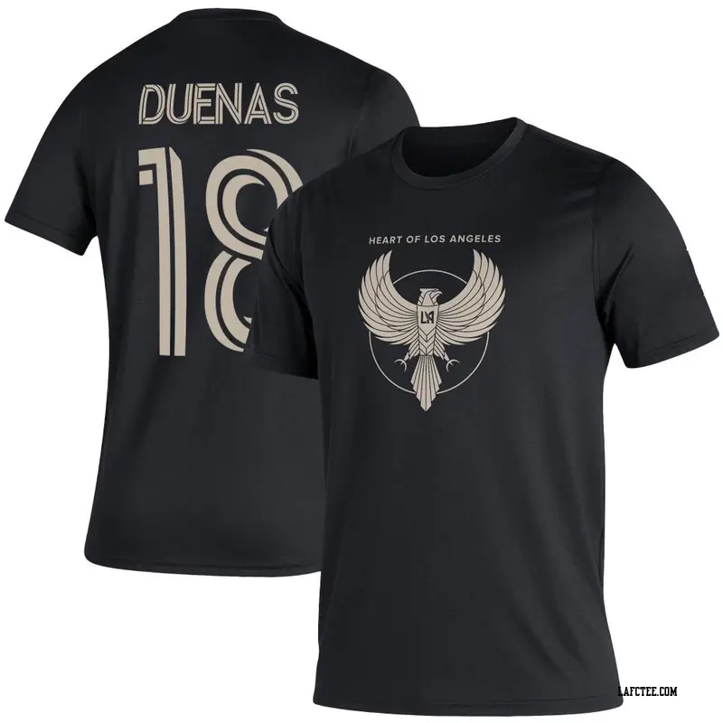 Men's LAFC ＃18 Erik Dueñas Black Name & Number Kickoff Performance T-Shirt