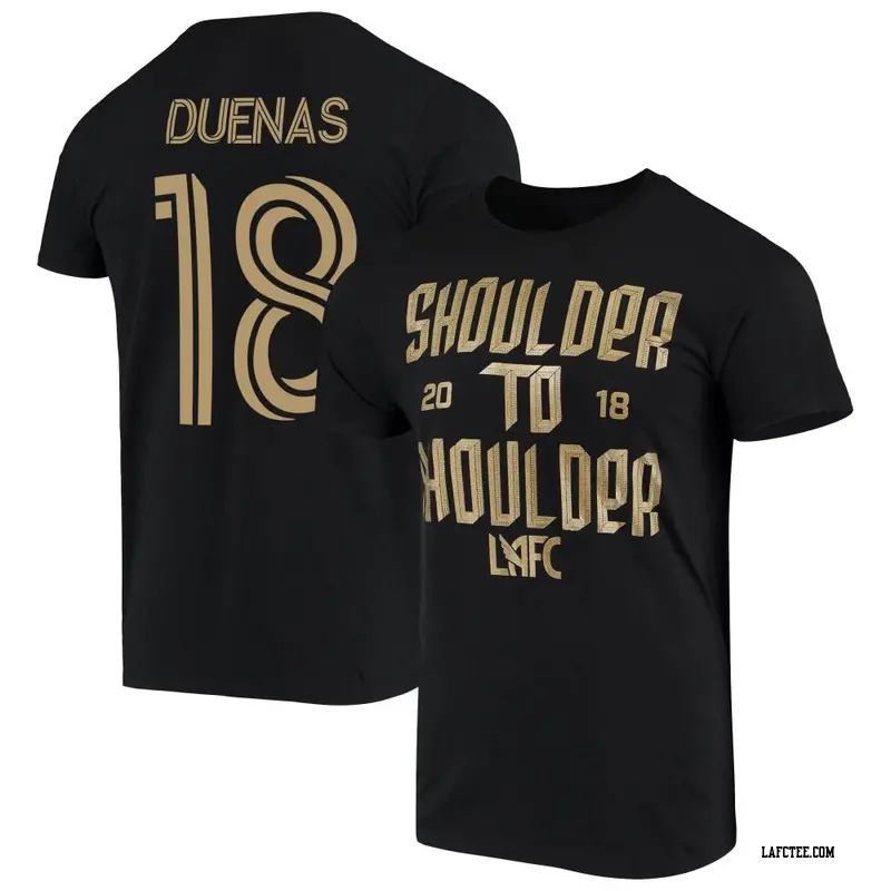 Men's LAFC ＃18 Erik Dueñas Black Name & Number Shoulder To Shoulder T-Shirt