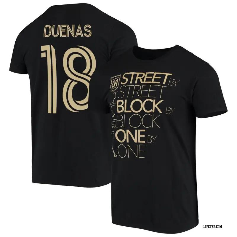 Men's LAFC ＃18 Erik Dueñas Black Name & Number Street X Street T-Shirt