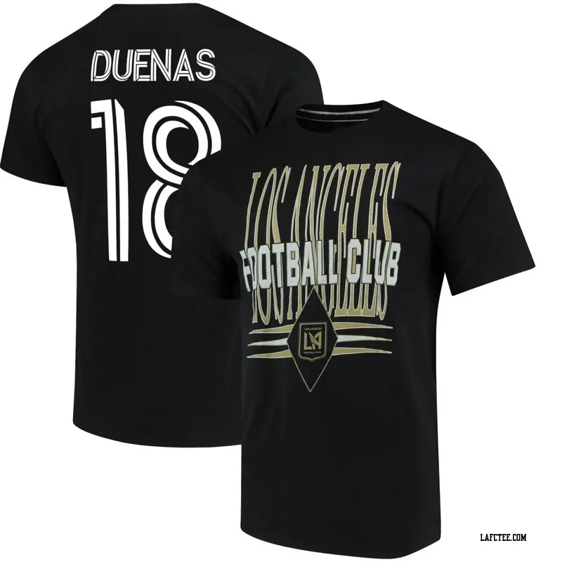 Men's LAFC ＃18 Erik Dueñas Black Name & Number Tailored T-Shirt