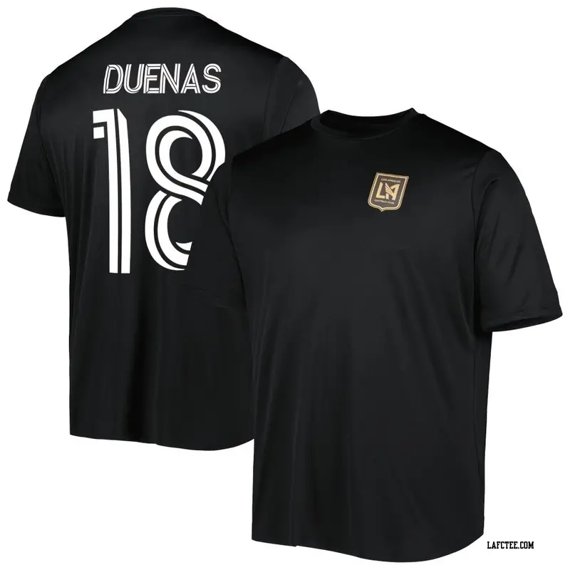 Men's LAFC ＃18 Erik Dueñas Black Name & Number Terminal Tackle T-Shirt