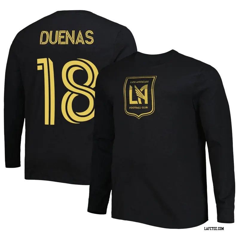 Men's LAFC ＃18 Erik Dueñas Black Name & Number ary Long Sleeve T-Shirt