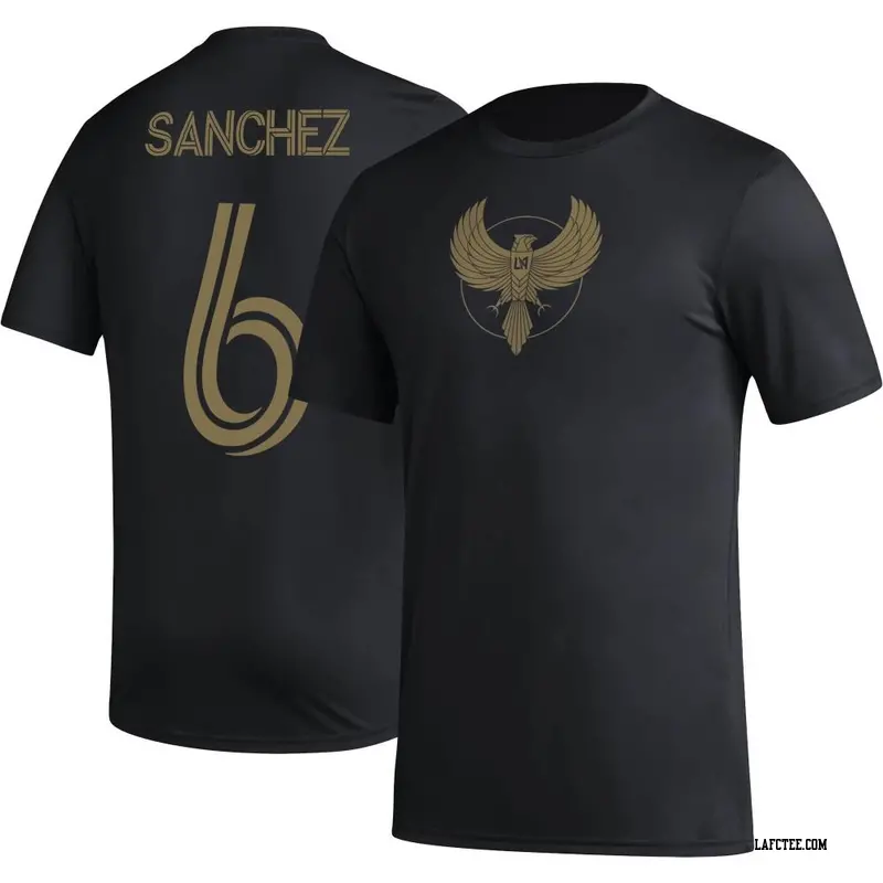 Men's LAFC ＃6 Ilie Sánchez Black Name & Number Icon T-Shirt