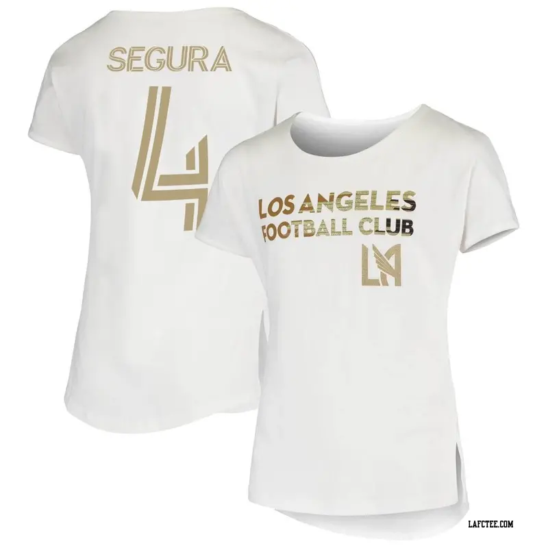 Women's LAFC ＃4 Eddie Segura White Name & Number Spell It Out T-Shirt