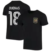 Youth LAFC ＃18 Erik Dueñas Black Name & Number Stack T-Shirt